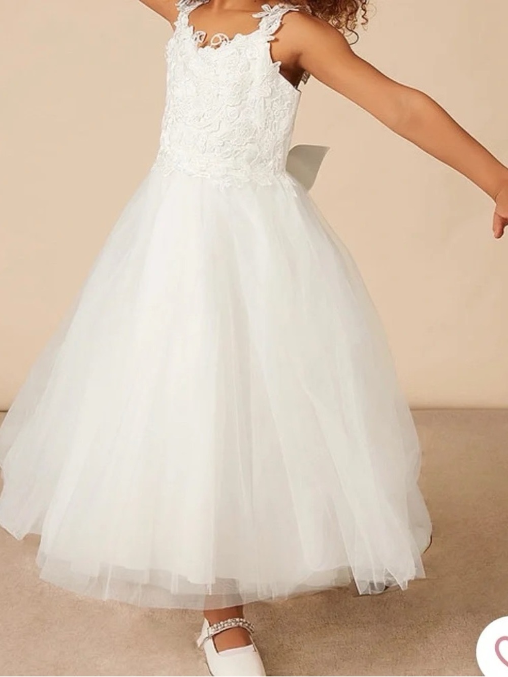 Azazie Ellison NWT Diamond White Lace Tulle Flower Girl Dress Size 4
